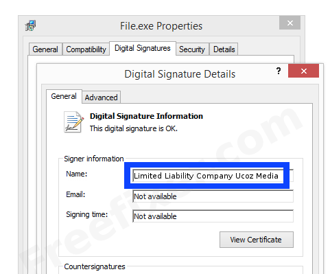 Screenshot of the Limited Liability Company Ucoz Media certificate